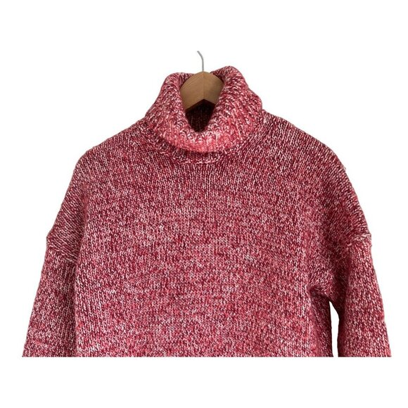J.Crew Oversized Knitted Turtleneck Pink White Chunky Size Small - Picture 5 of 6